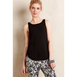 Anthropologie Moth Black Knit Square Sweater Tank